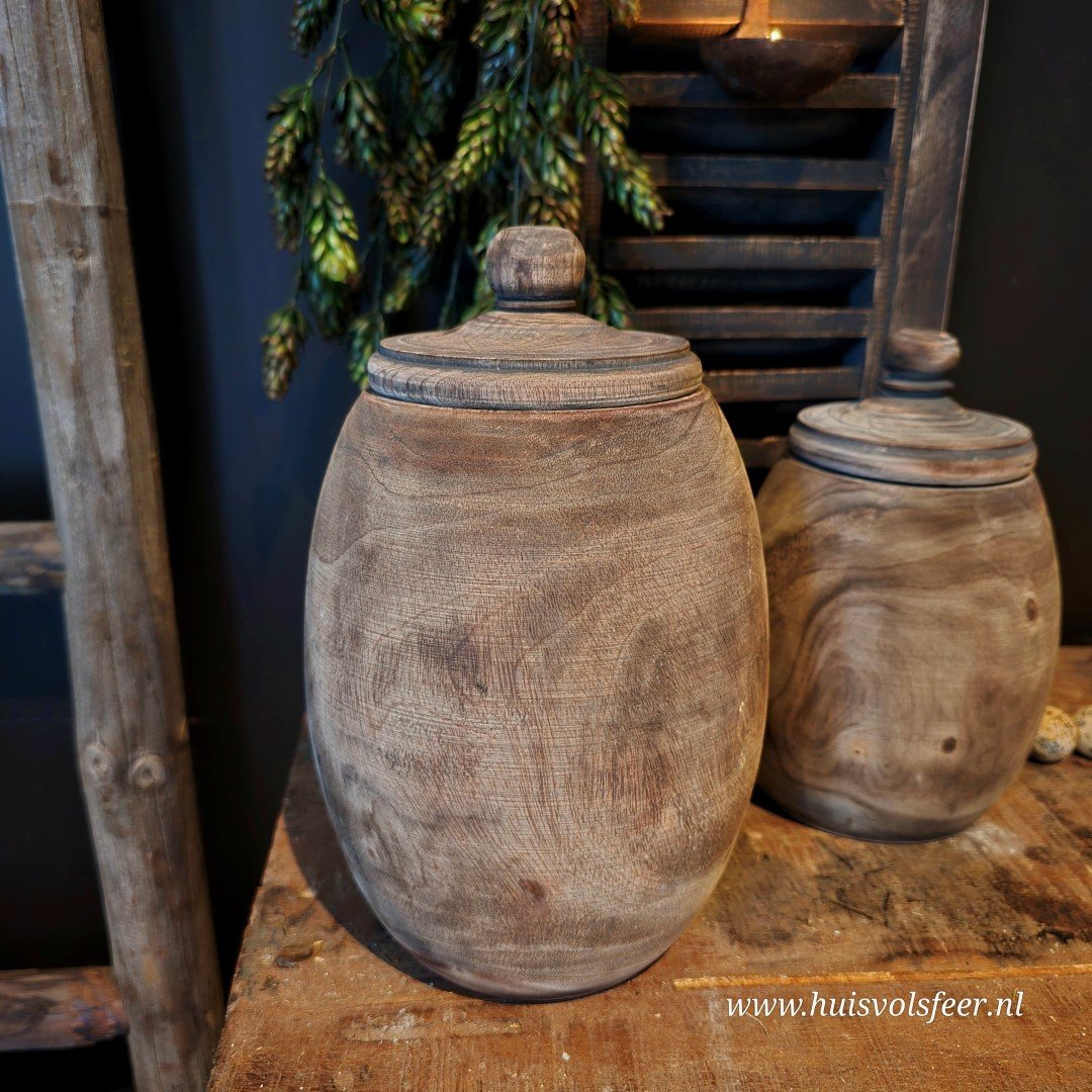 Houten pot met deksel || 25 cm. - Afbeelding 4