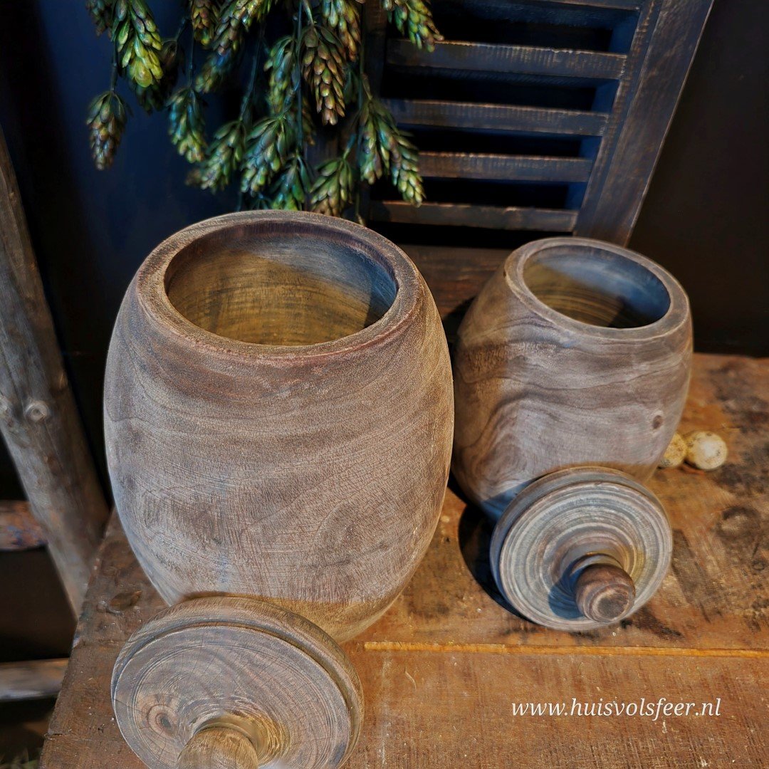 Houten pot met deksel || 20 cm. - Afbeelding 7