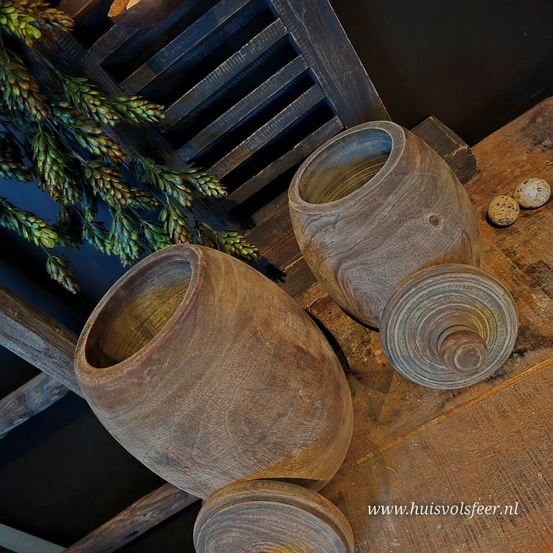 Houten pot met deksel || 20 cm. - Afbeelding 8