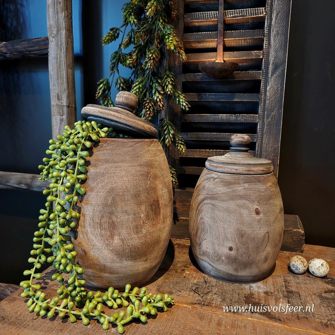 Houten pot met deksel || 20 cm. - Afbeelding 3