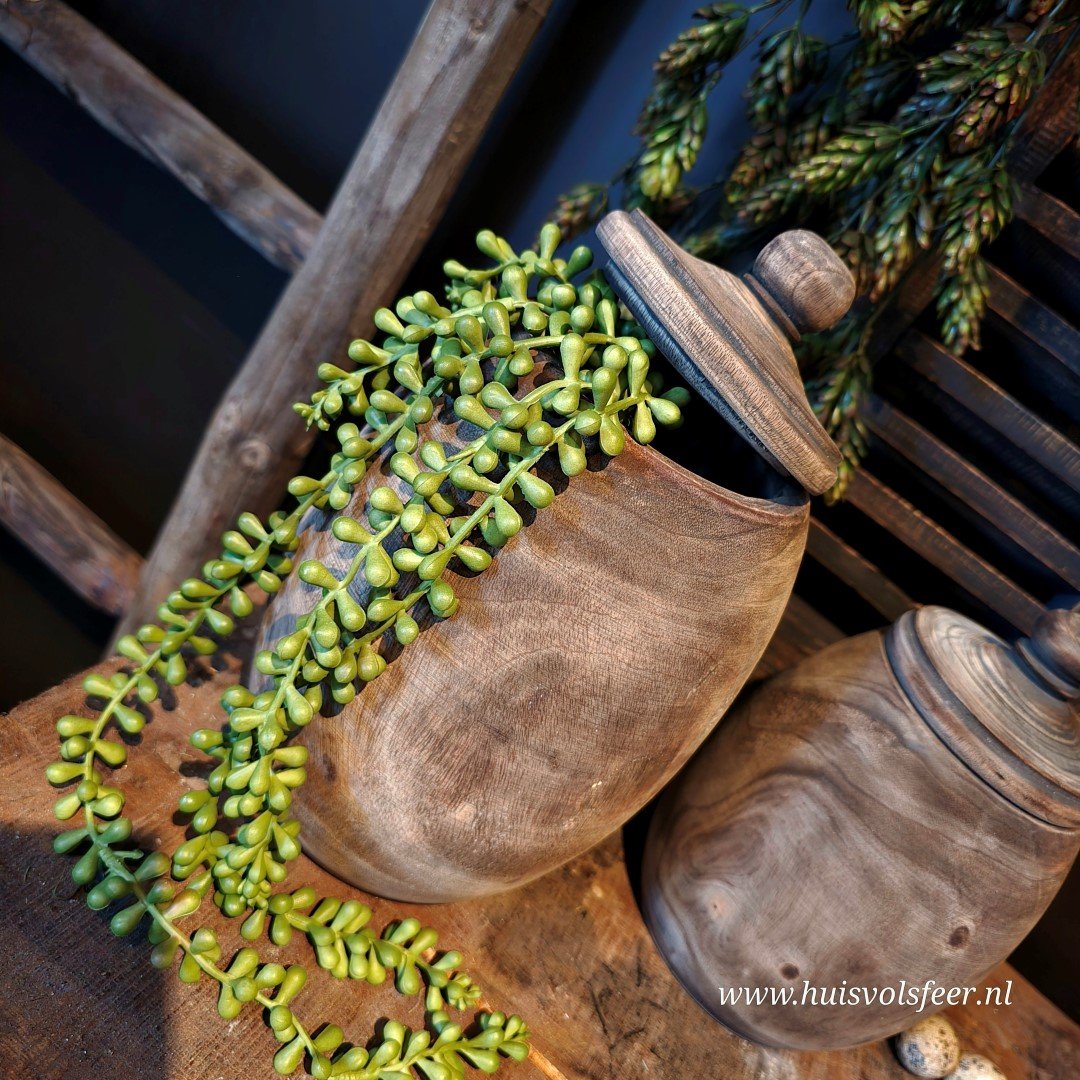 Houten pot met deksel || 25 cm. - Afbeelding 8