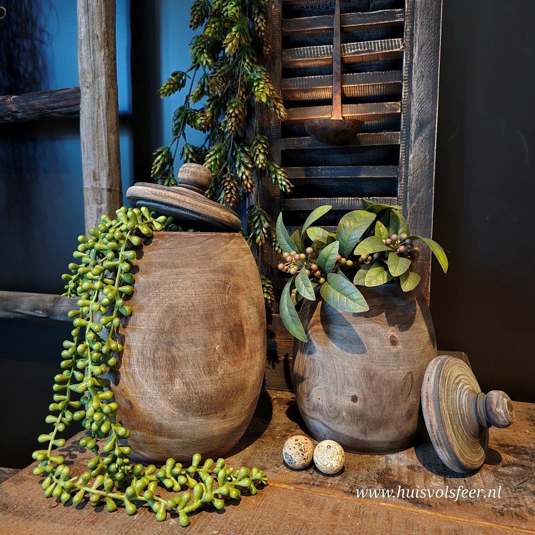 Houten pot met deksel || 20 cm. - Afbeelding 4