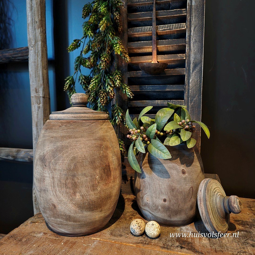 Houten pot met deksel || 20 cm. - Afbeelding 9