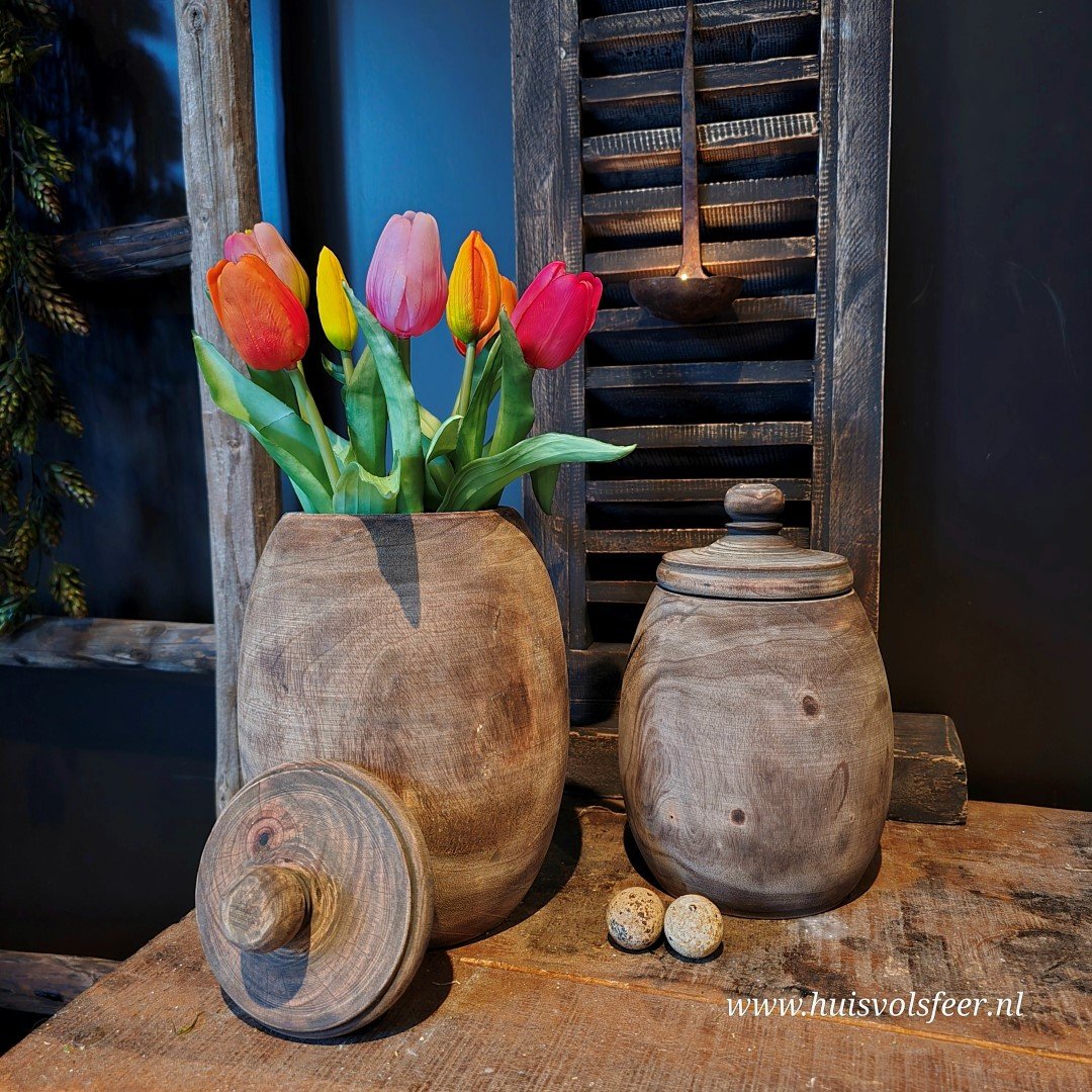 Houten pot met deksel || 20 cm. - Afbeelding 12