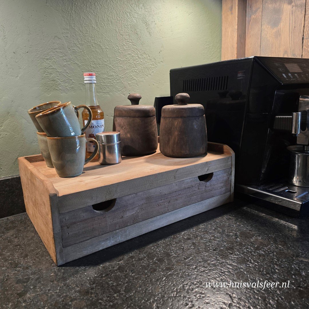 Koffie Plateau met Lade || Teak - Afbeelding 6