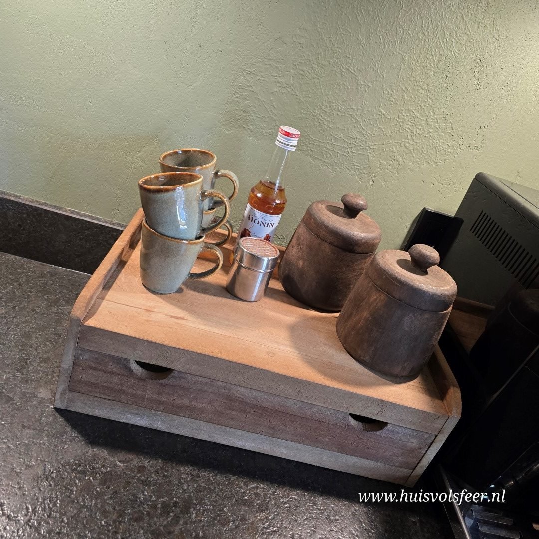 Koffie Plateau met Lade || Teak - Afbeelding 8