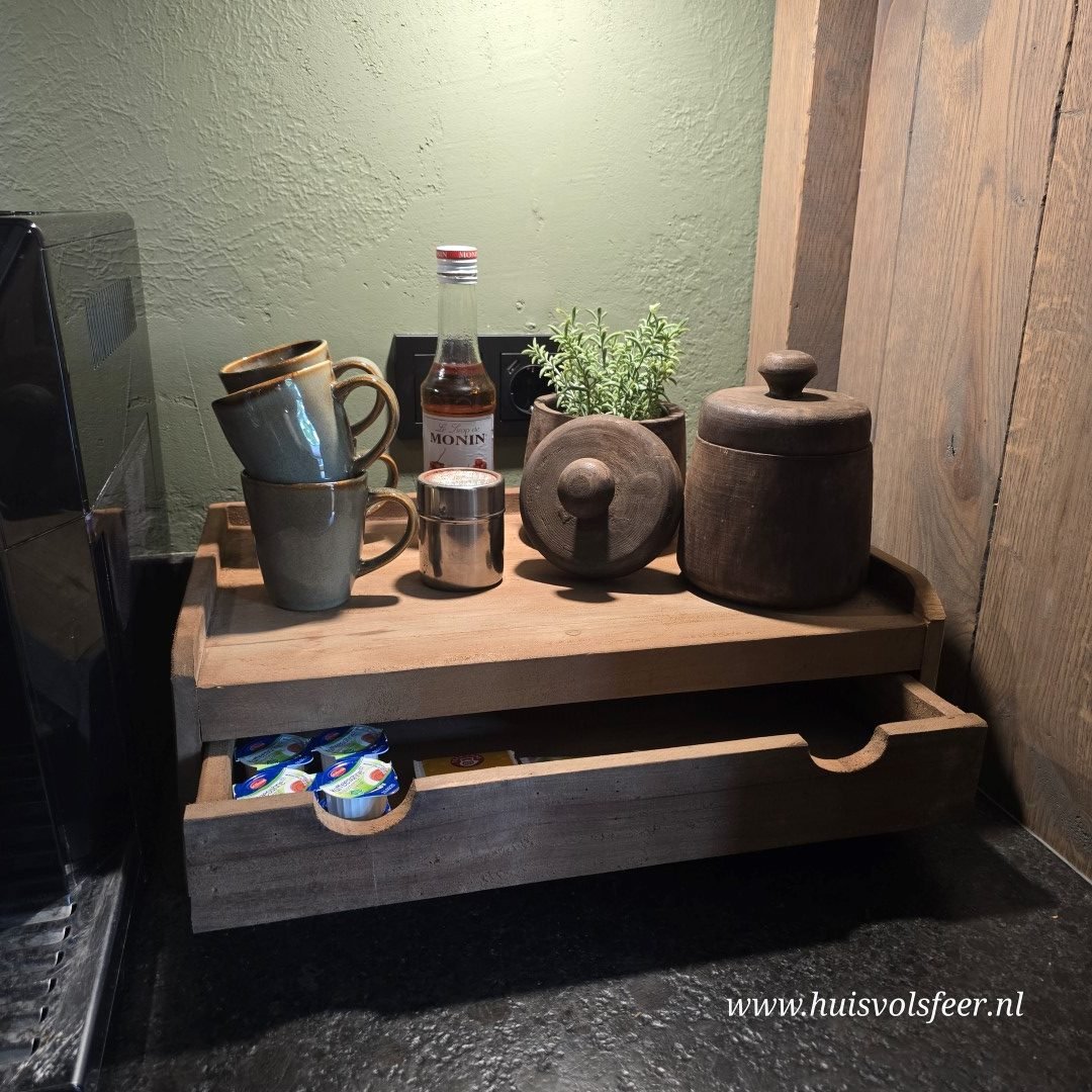 Koffie Plateau met Lade || Teak - Afbeelding 10