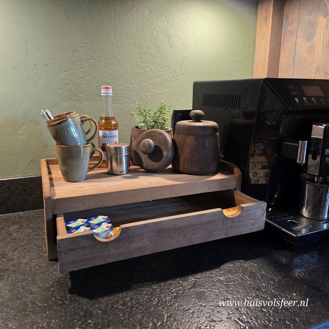 Koffie Plateau met Lade || Teak - Afbeelding 4
