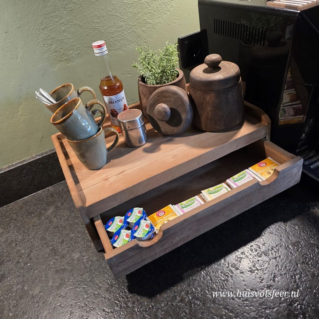 Koffie Plateau met Lade || Teak - Afbeelding 5