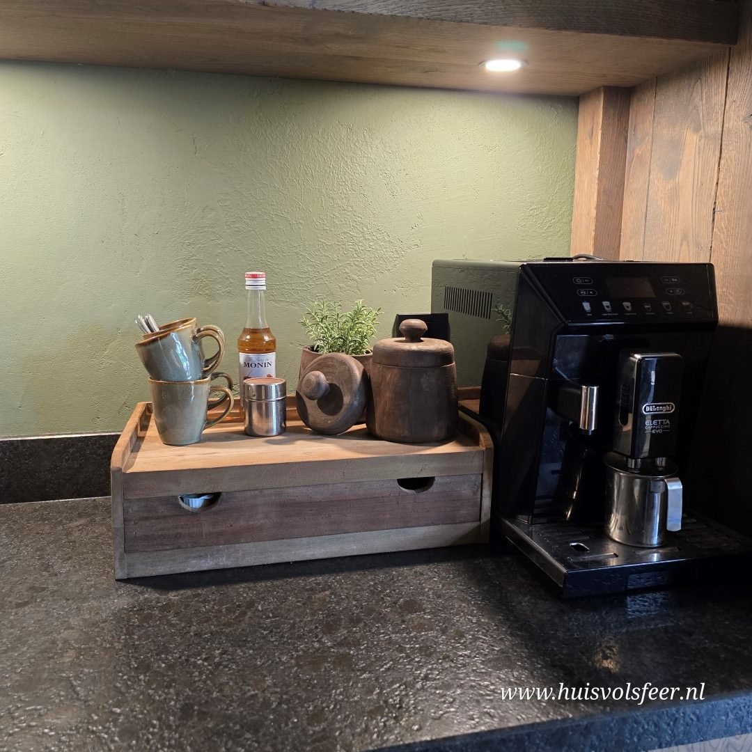 Koffie Plateau met Lade || Teak