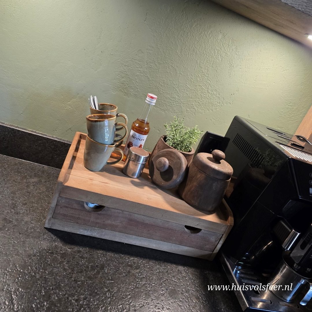 Koffie Plateau met Lade || Teak - Afbeelding 3