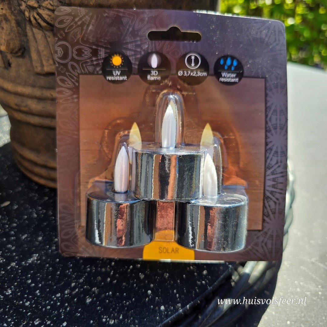 Solar waxinelichtjes – Black (3 stuks) - Afbeelding 9