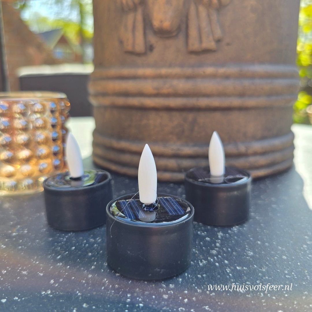 Solar waxinelichtjes – Black (3 stuks)