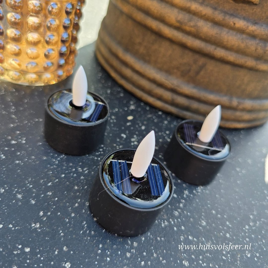 Solar waxinelichtjes – Black (3 stuks) - Afbeelding 2