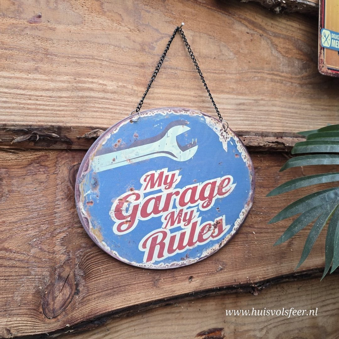 Metalen wandbord- "My Garage, My Rules" || 20x25 cm - Afbeelding 2