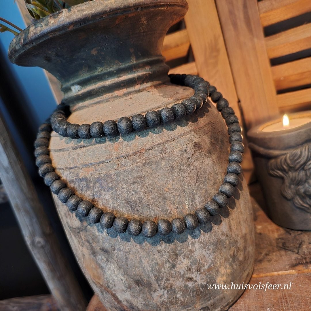 Kralenketting Hout – Donker (±50 cm) - Afbeelding 8