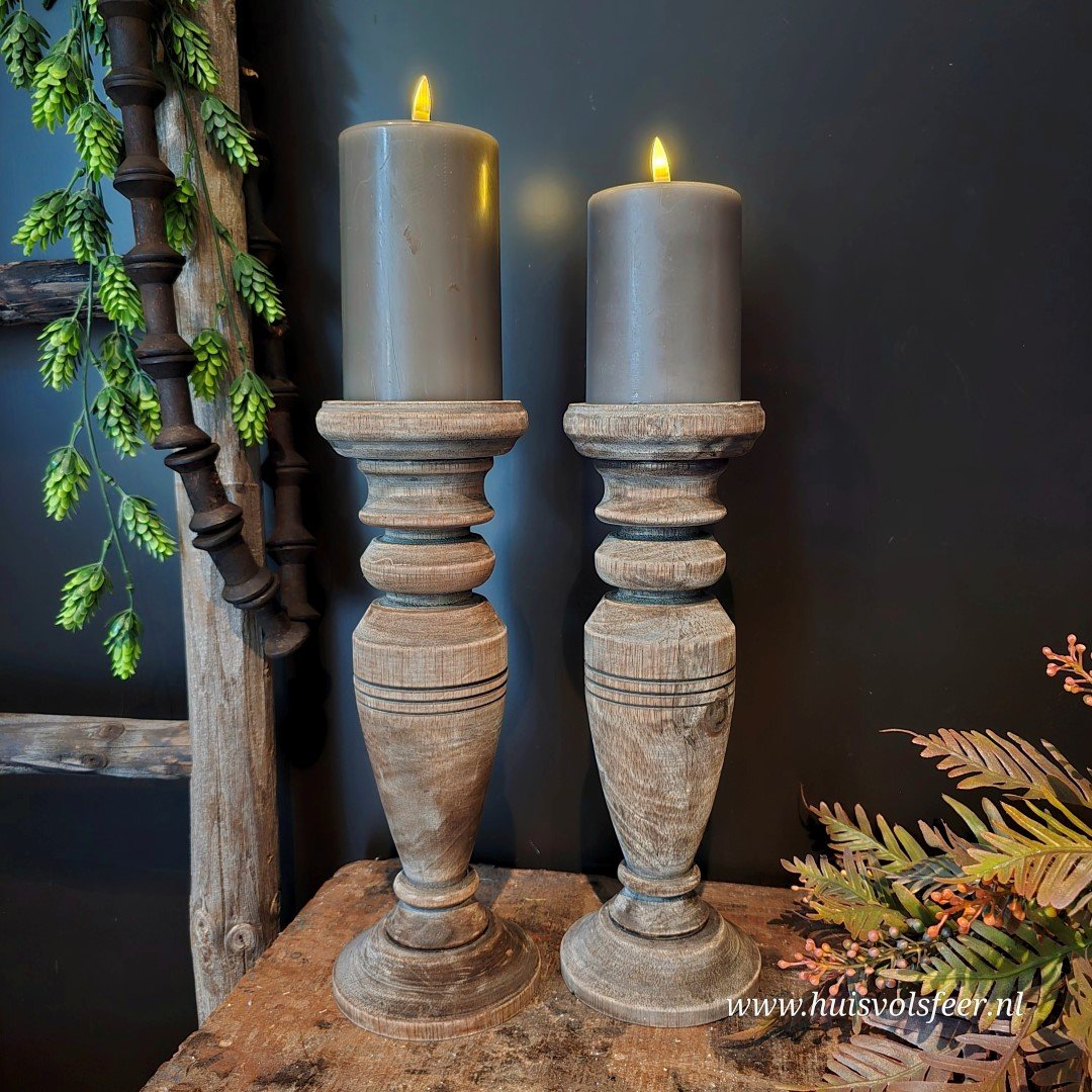 Houten kandelaar || 30 cm. - Afbeelding 3