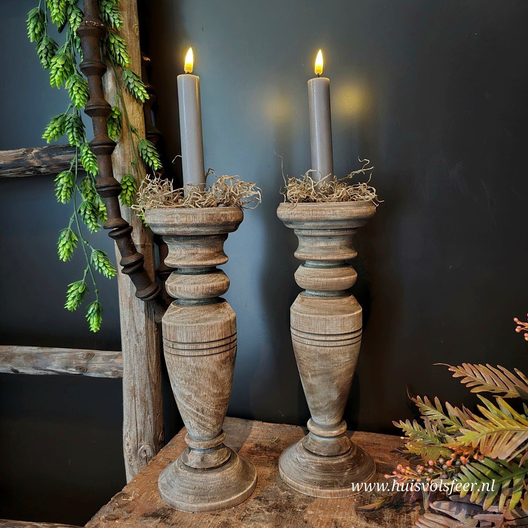 Houten kandelaar || 30 cm. - Afbeelding 4