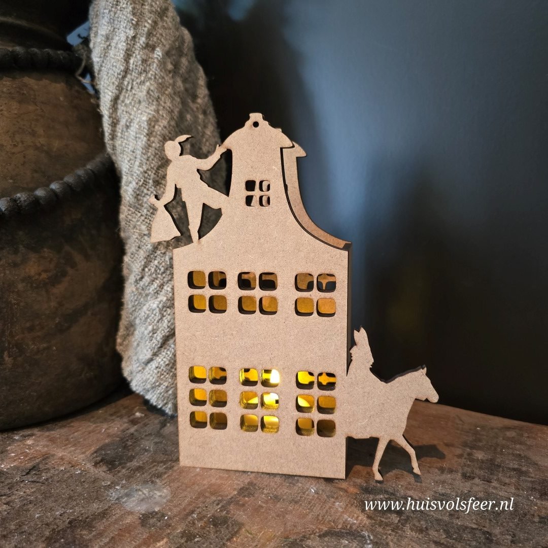 Houten Sinterklaashuisje met Piet & Paard - Afbeelding 8