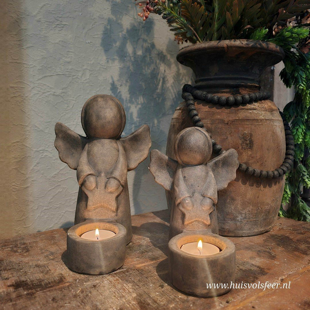 Tealightcup Angel with Star- Majestic Brown. 20 cm || Brynxz.