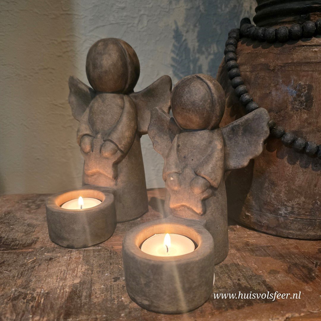 Tealightcup Angel with Star- Majestic Brown. 20 cm || Brynxz. - Afbeelding 2