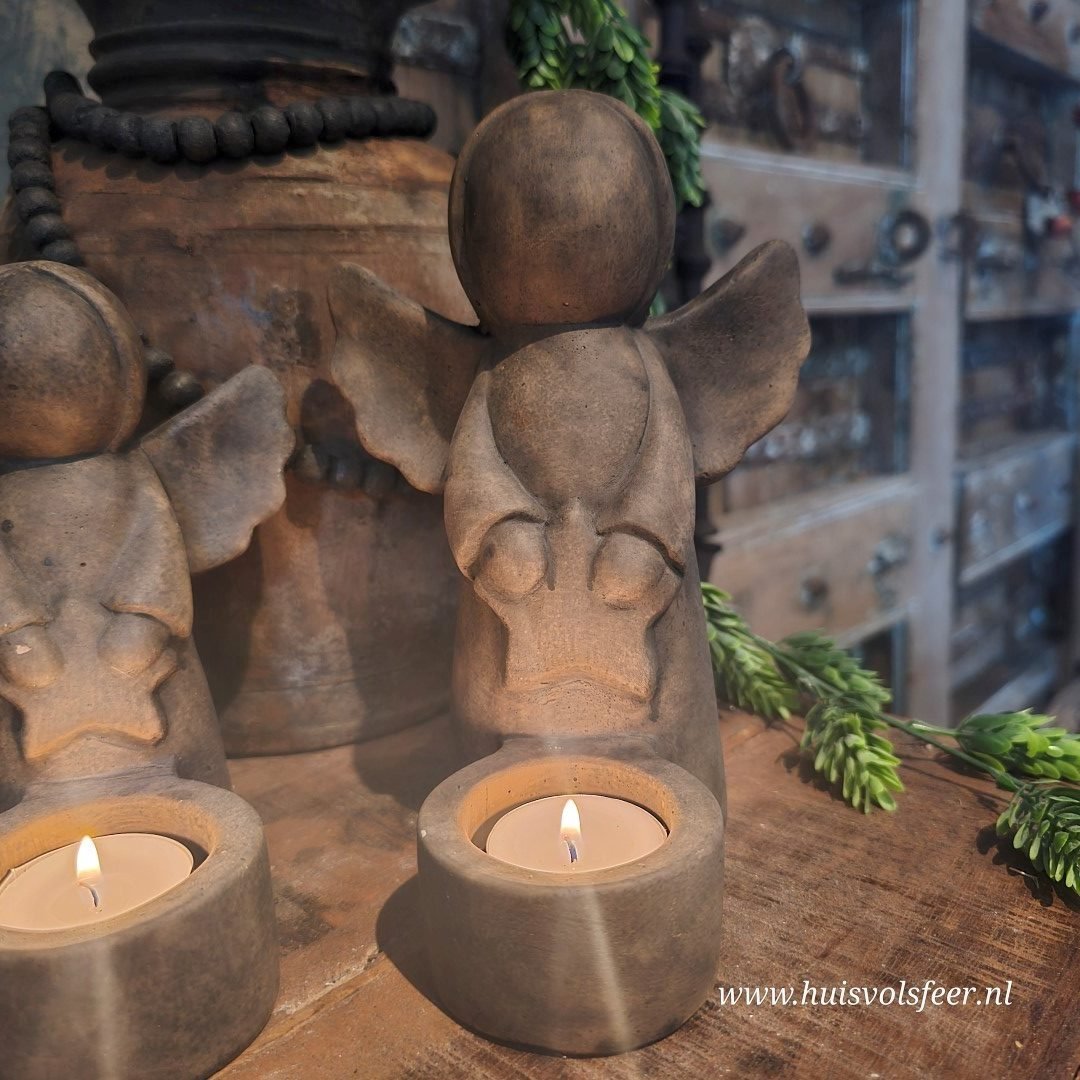 Tealightcup Angel with Star- Majestic Brown. 20 cm || Brynxz. - Afbeelding 5