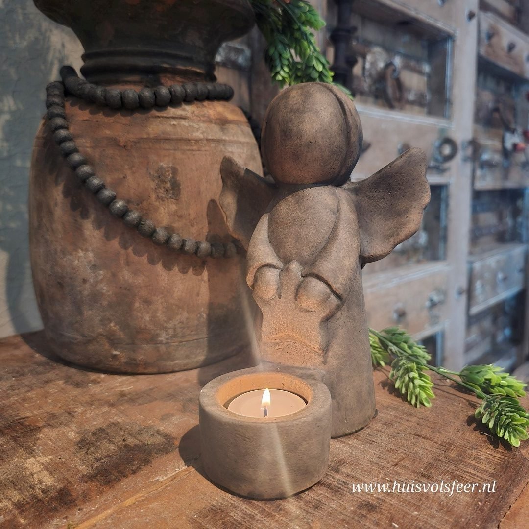 Tealightcup Angel with Star- Majestic Brown. 20 cm || Brynxz. - Afbeelding 6