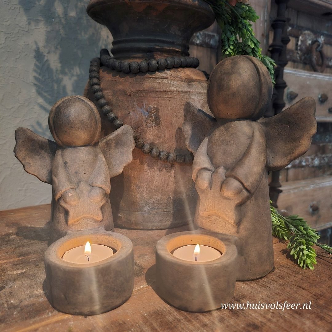 Tealightcup Angel with Star- Majestic Brown. 20 cm || Brynxz. - Afbeelding 3