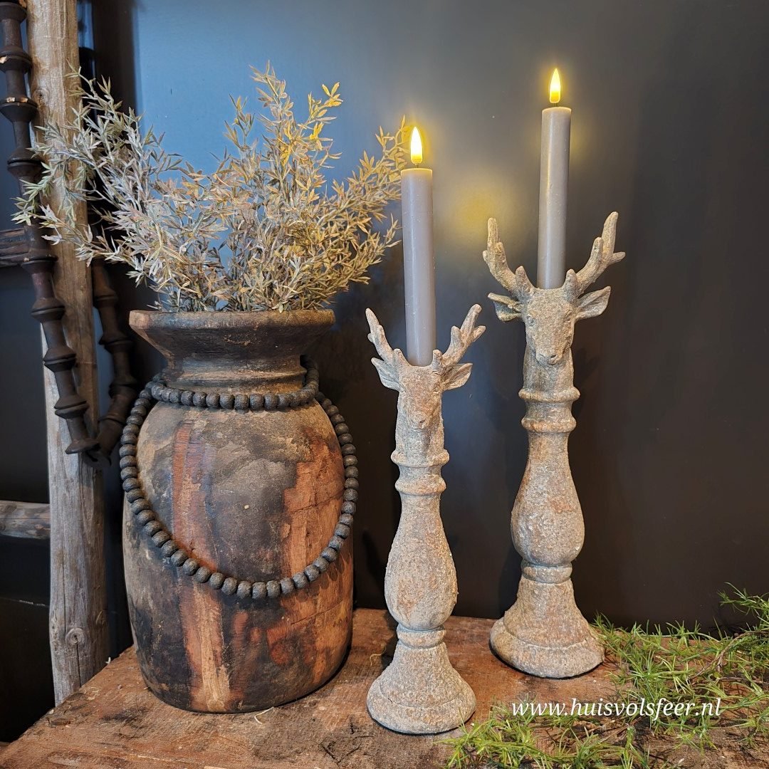 Stone Rustique- Kandelaar Hert voor Dinerkaars || 38 cm. - Afbeelding 4