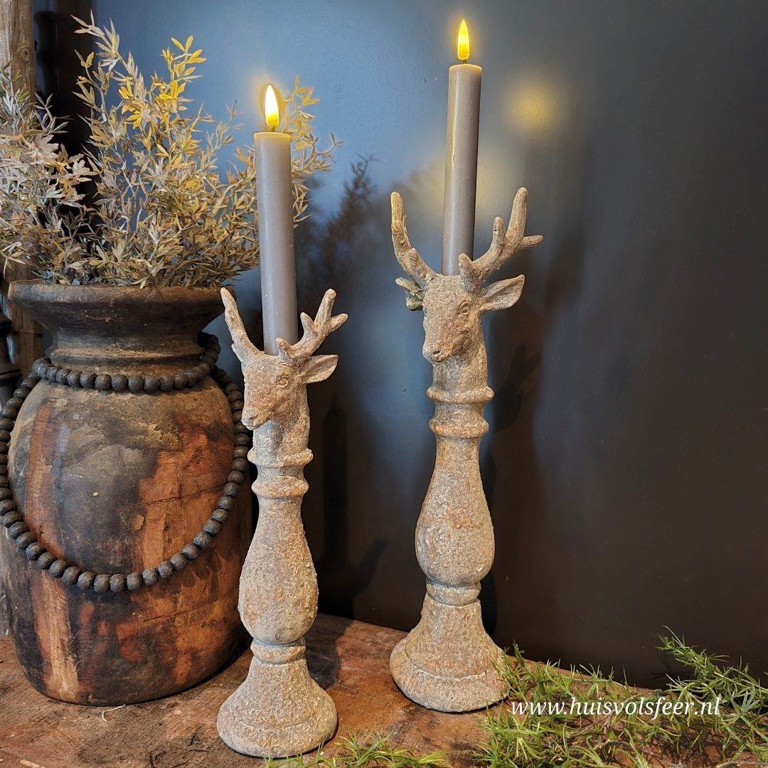 Stone Rustique- Kandelaar Hert voor Dinerkaars || 38 cm. - Afbeelding 5