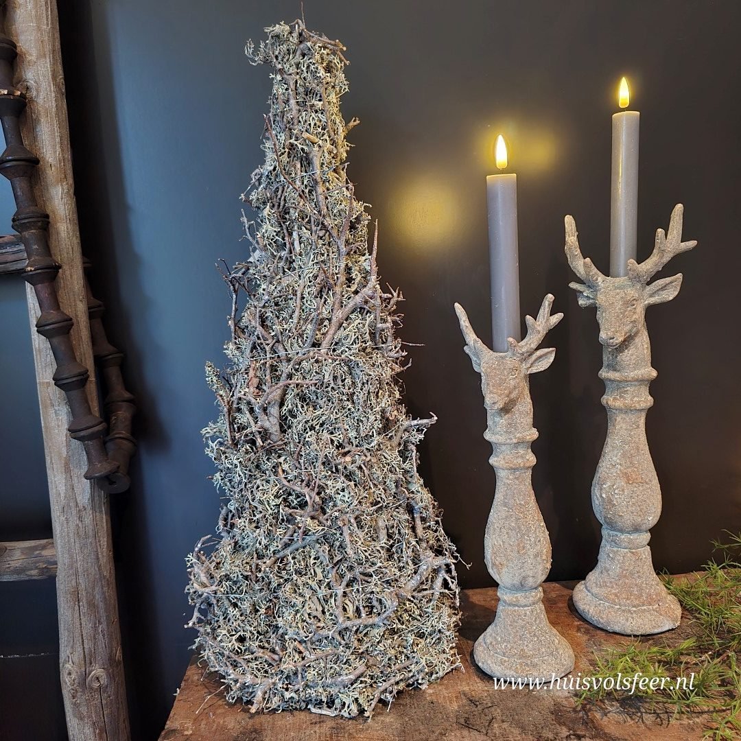 Stone Rustique- Kandelaar Hert voor Dinerkaars || 38 cm. - Afbeelding 3