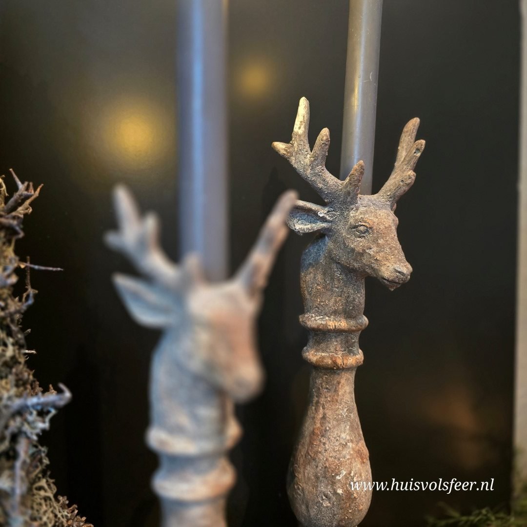 Stone Rustique- Kandelaar Hert voor Dinerkaars || 38 cm. - Afbeelding 8