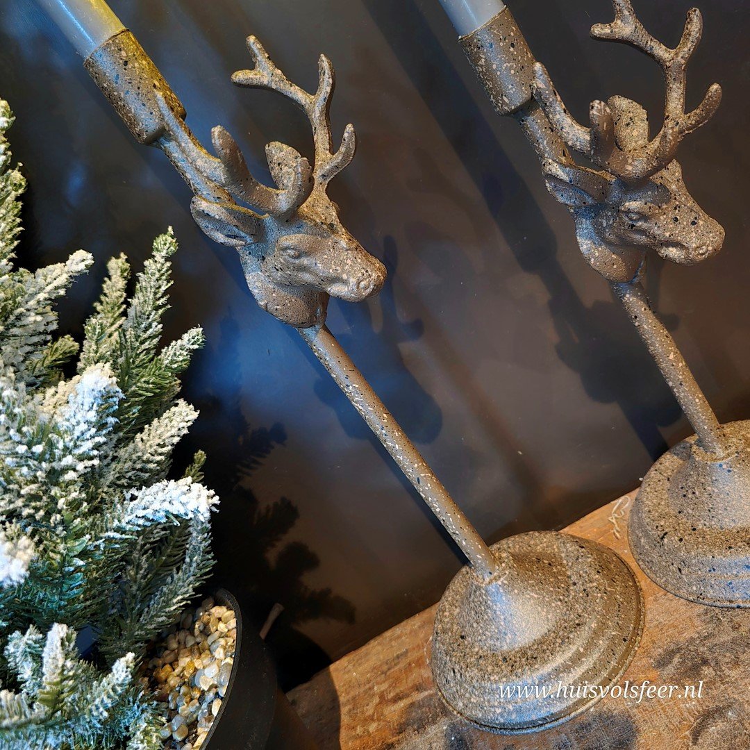 Kandelaar Hert- Metaal Roest || 38 cm - Afbeelding 4