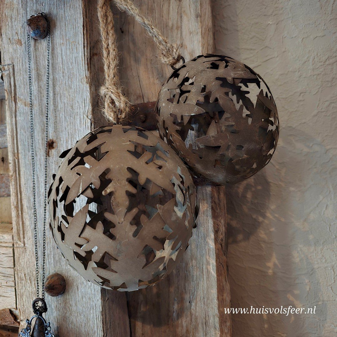 Metalen Kerstbal Snowy || 12 cm - Afbeelding 3