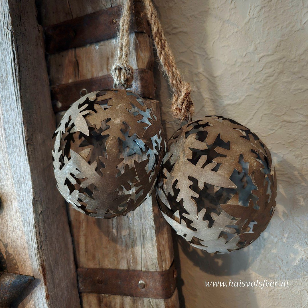 Metalen Kerstbal Snowy || 12 cm - Afbeelding 4