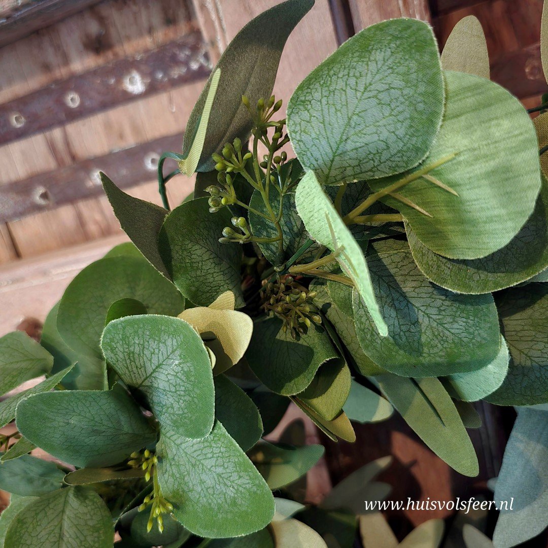 Eucalyptus Krans met Besjes- Kunstgroen || 50 cm - Afbeelding 3