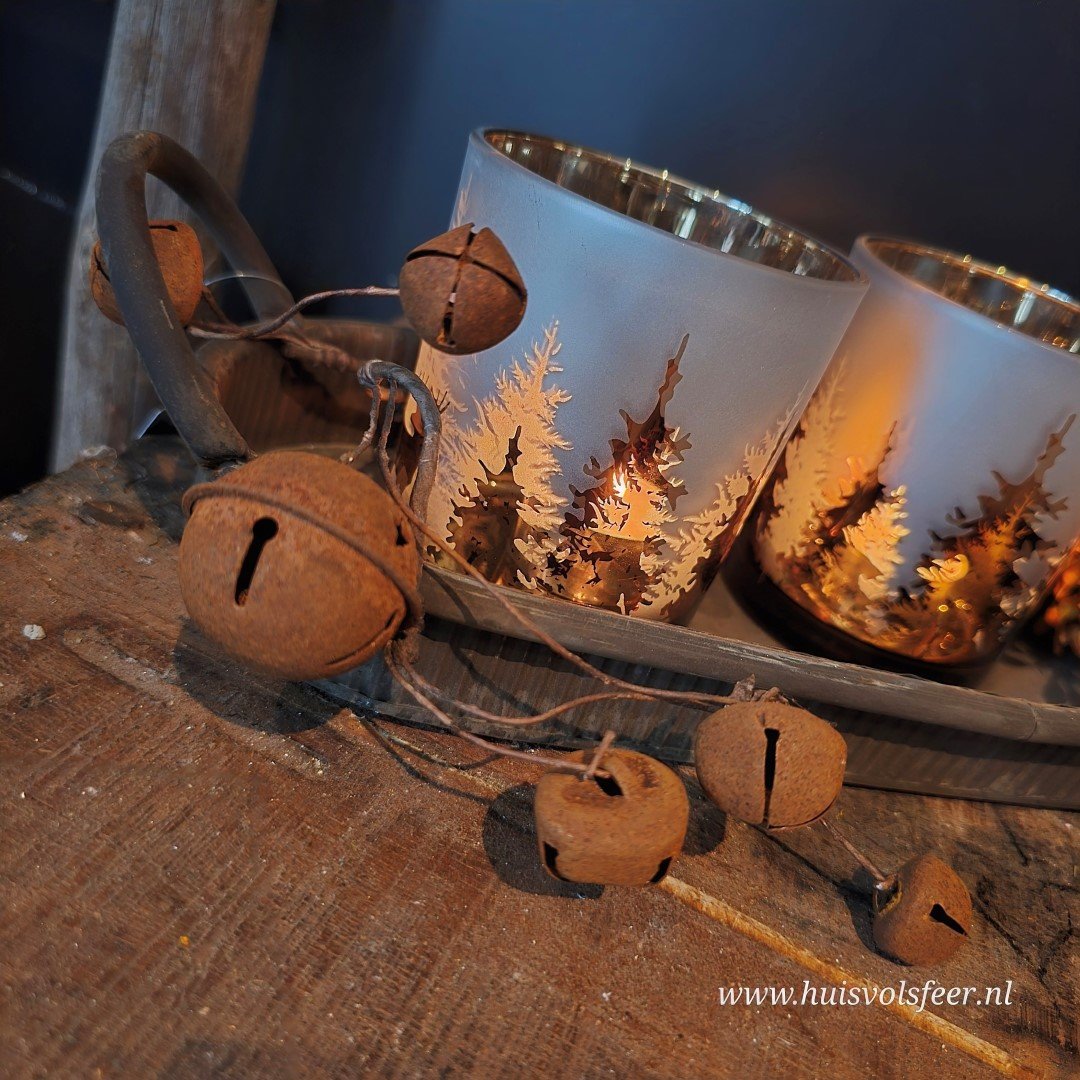 Kersttak met roestkleurige belletjes || 40 cm - Afbeelding 7