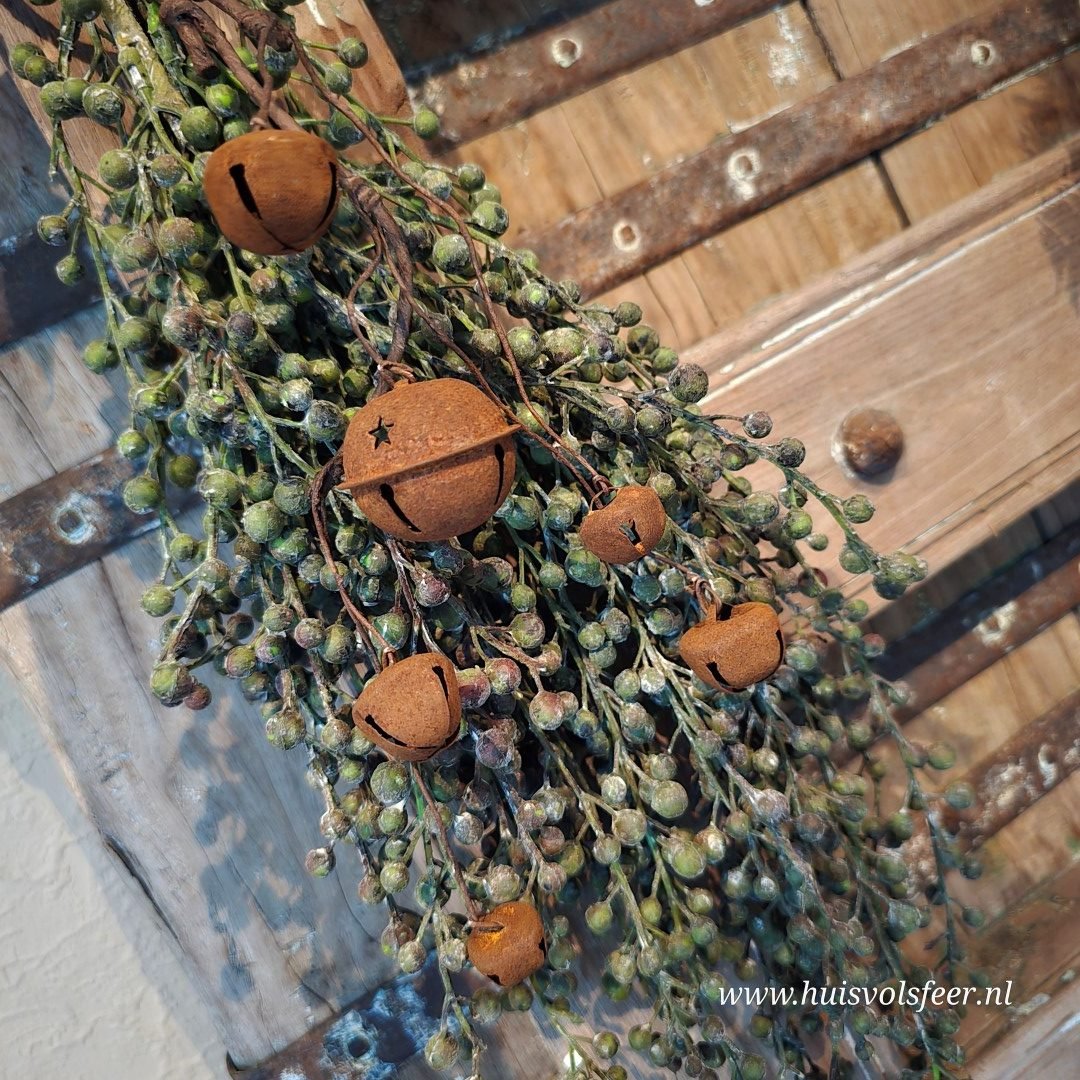 Kersttak met roestkleurige belletjes || 40 cm - Afbeelding 9