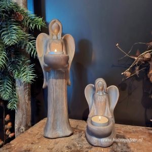 Waxinelichthouder Standing Angel- 32 cm || Bruin.