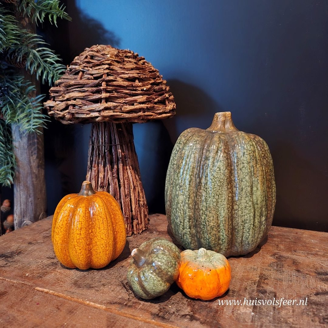 Pompoen Keramiek Hoog- Groen || 17 cm - Afbeelding 4