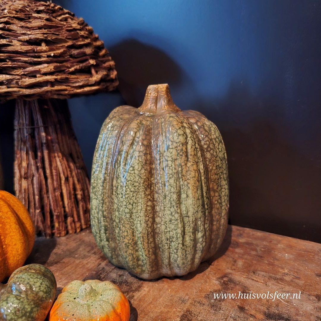 Pompoen Keramiek Hoog- Groen || 17 cm - Afbeelding 5
