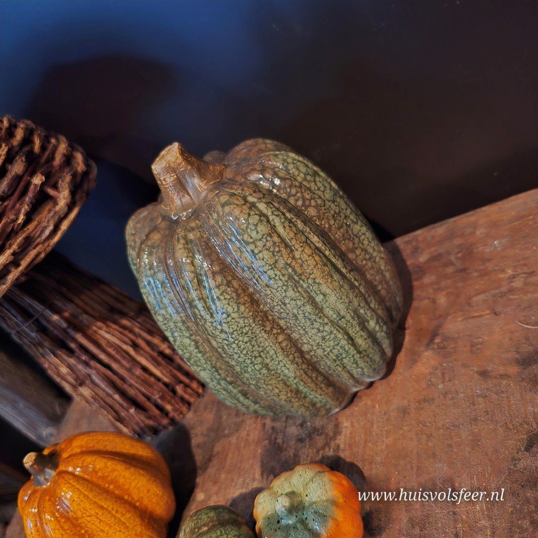 Pompoen Keramiek Hoog- Groen || 17 cm - Afbeelding 6