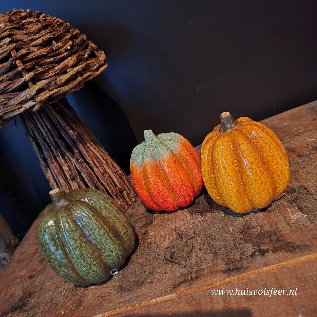 Set van 3 pompoenen || 10 cm - Afbeelding 3