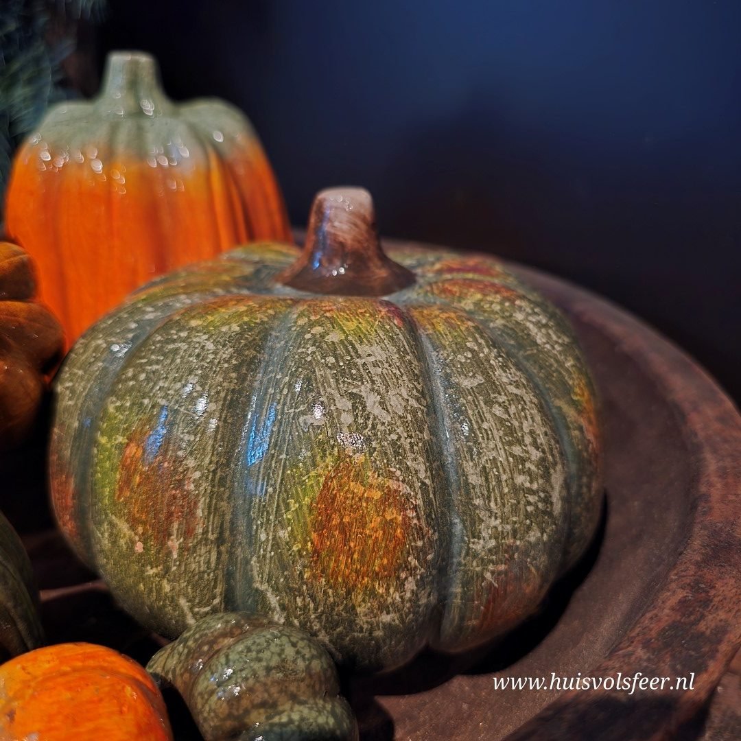 Pompoen Keramiek Laag- Groen || 14 cm - Afbeelding 8