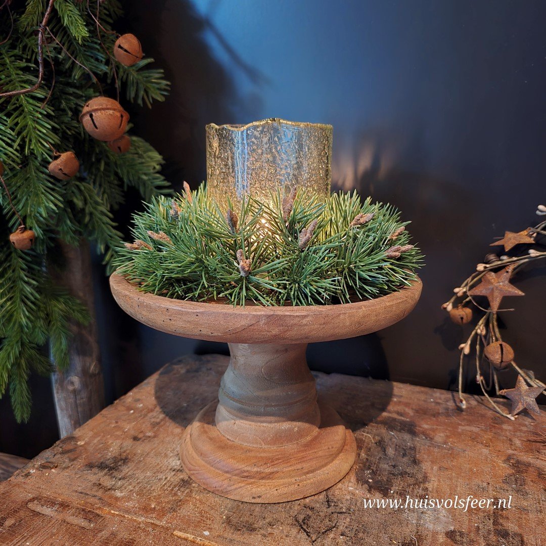 Complete Exclusieve Set "Huisvolsfeer" || Plateau op Voet met een Krans & Bubbelglas