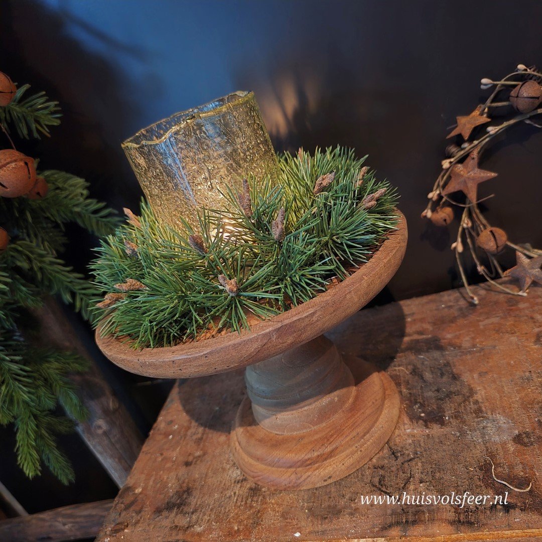 Complete Exclusieve Set "Huisvolsfeer" || Plateau op Voet met een Krans & Bubbelglas - Afbeelding 2