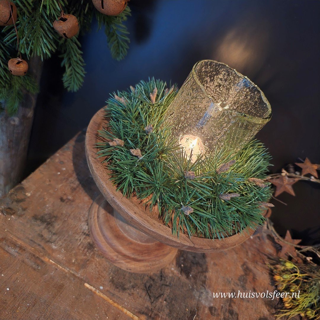 Complete Exclusieve Set "Huisvolsfeer" || Plateau op Voet met een Krans & Bubbelglas - Afbeelding 3