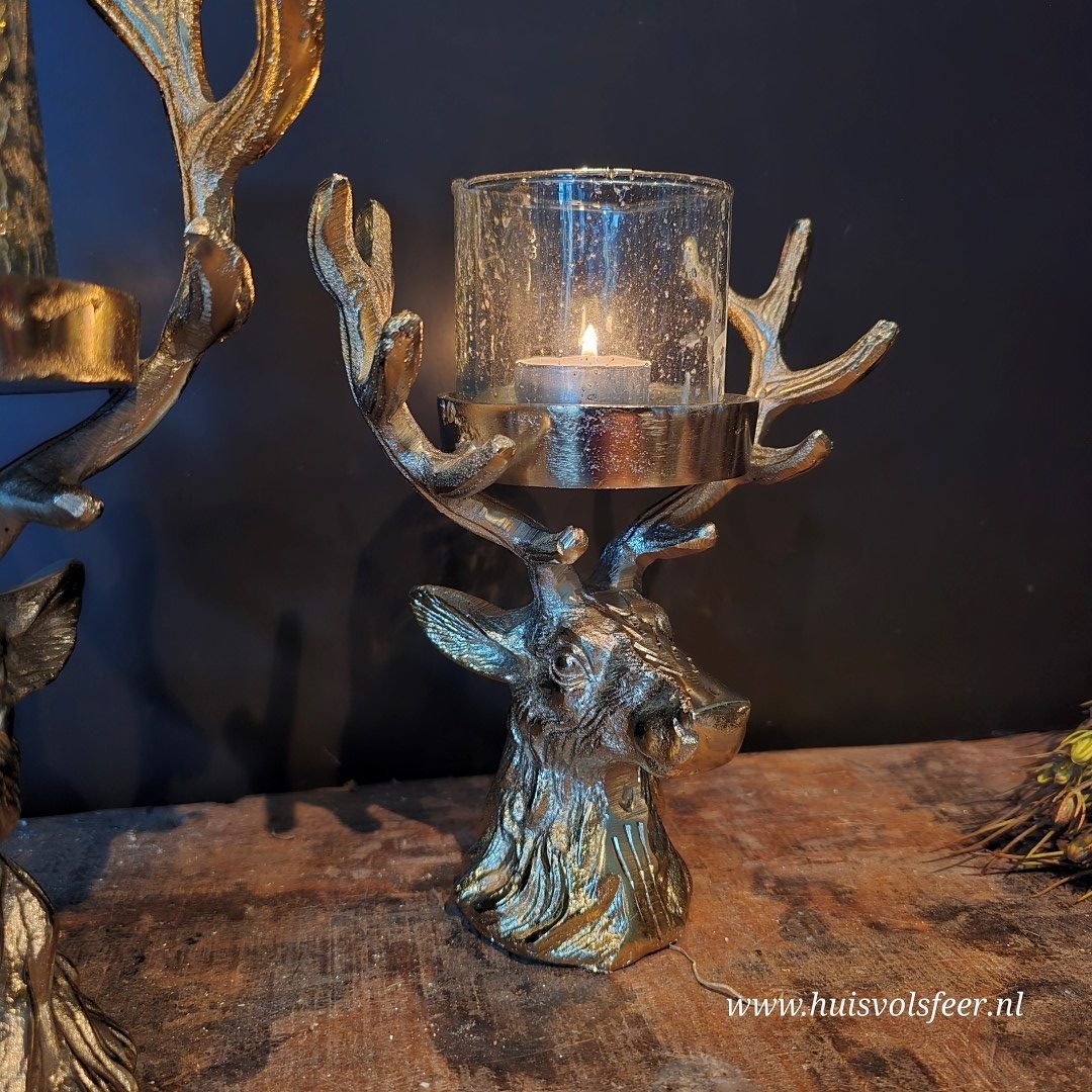 Kandelaar Hert- Goud || Small - Afbeelding 6