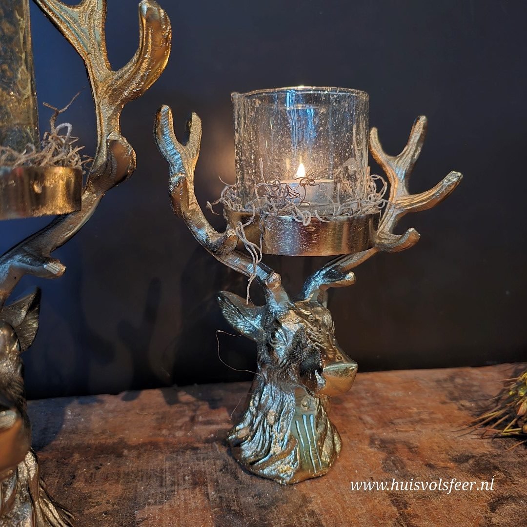 Kandelaar Hert- Goud || Small - Afbeelding 4