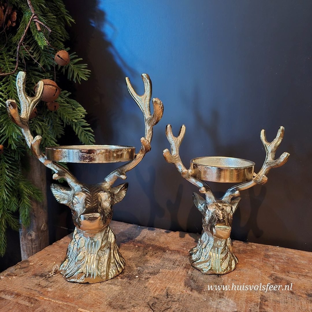 Kandelaar Hert- Goud || Small - Afbeelding 9